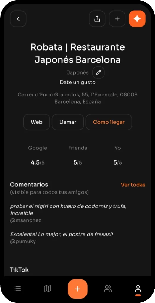 Crea listas organizadas de tus restaurantes